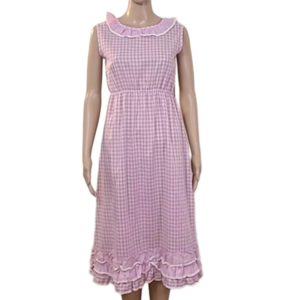 Vintage Pink Maxi Gingham Dress